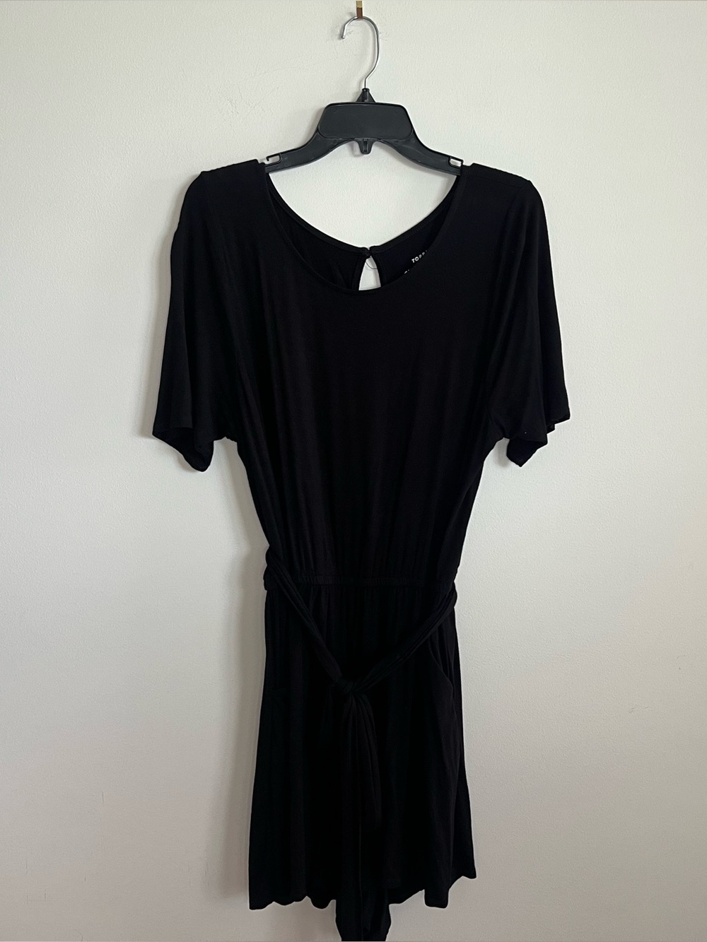 torrid Black Short-Sleeve Romper with Tie Waist